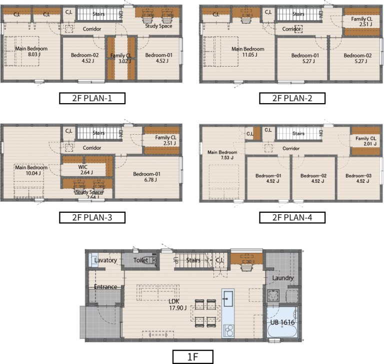 0512サイズ(2階建てプラン)1407万円(税込)1階床面積46.37㎡2階床面積49.68㎡延床面積 96.05㎡建物面積 49.68㎡